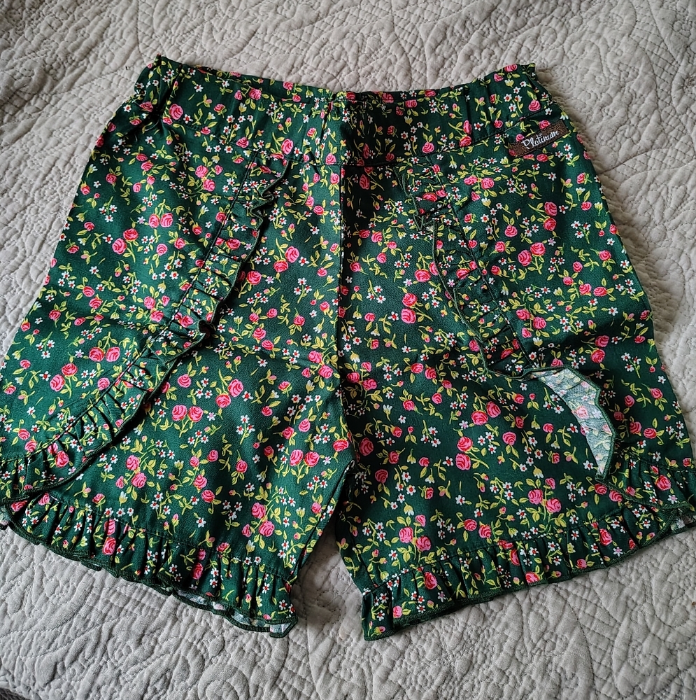 Matilda Jane Green and Pink Floral Ruffle Shorts
